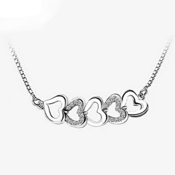 Diamond Hearts 925 Sterling Silver Necklace - Picture 2 of 7